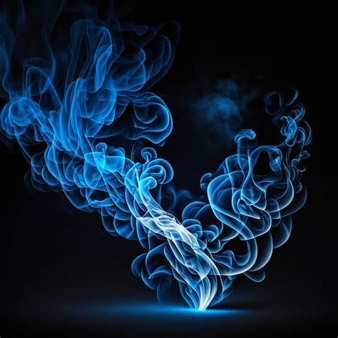 Premium Photo Art Of Bright Blue Smoke Moving Upward On Black Background