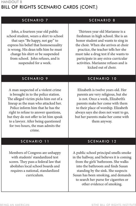 Bill Of Rights Scenarios Worksheet