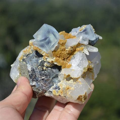 Fluorite With Quartz Arsenopyrite Siderite Pyrite Mica Crystals