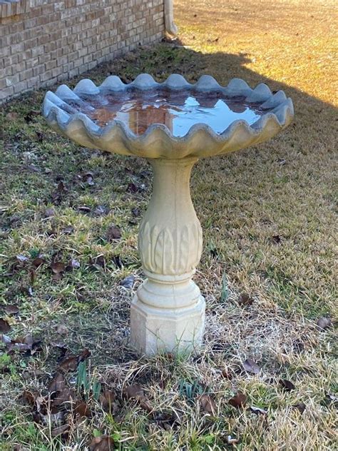 Heavy Cement 2 Piece Bird Bath EstateSales Org