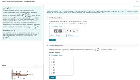 Solved Elastic Deformation Of An Axially Loaded Member Of Chegg