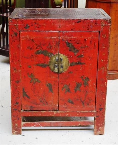 Red Lacquered Chinese Cabinet X X Cm Furniture Oriental