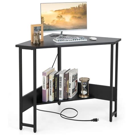 Giantex Corner Desk Wpower Outlet 90 Degree Triangle Computer Desk