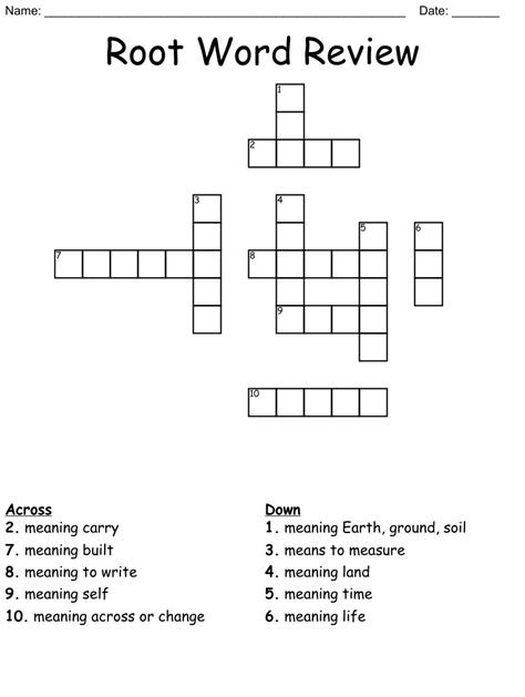 Root Word Review Crossword Wordmint