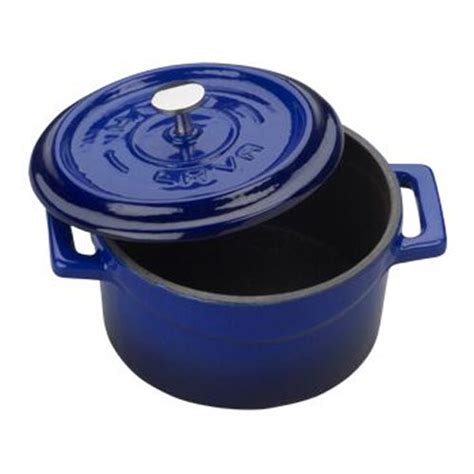 Arcata 081860 Mini Round Cast Iron Casserole Dish W Lid Blue 11 75 Chefs Toys