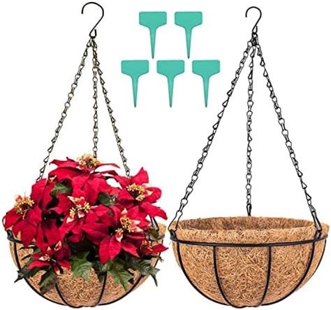 Pack Metal Hanging Planter Baske With Coco Coir Liner Round Wire