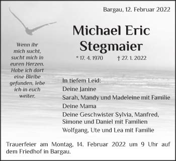 Traueranzeigen Von Michael Eric Stegmaier Ostalbtrauer