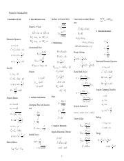 Phys211 All Pdf Physics 211 Formula Sheet 1 Kinematics In 1D 2D 2