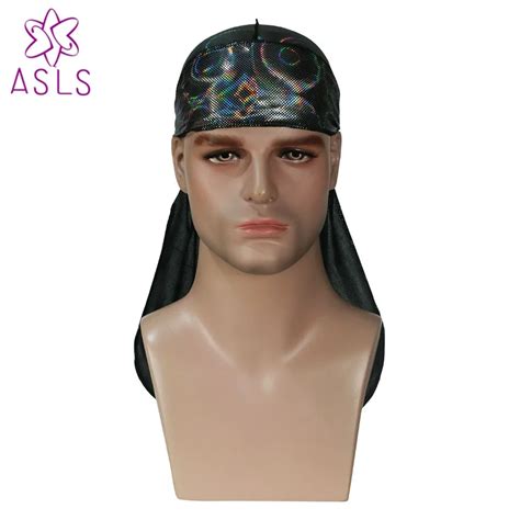 2018 New Exclusive Mens Laser Silky Durags Turban Colorful Shiny Men