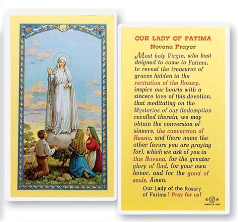 25 Cards Per Pack 80 Per Card Our Lady Of Fatima Novena Laminated Prayer Card