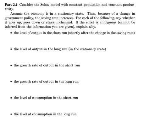 Solved Part Consider The Solow Model With Constant Chegg