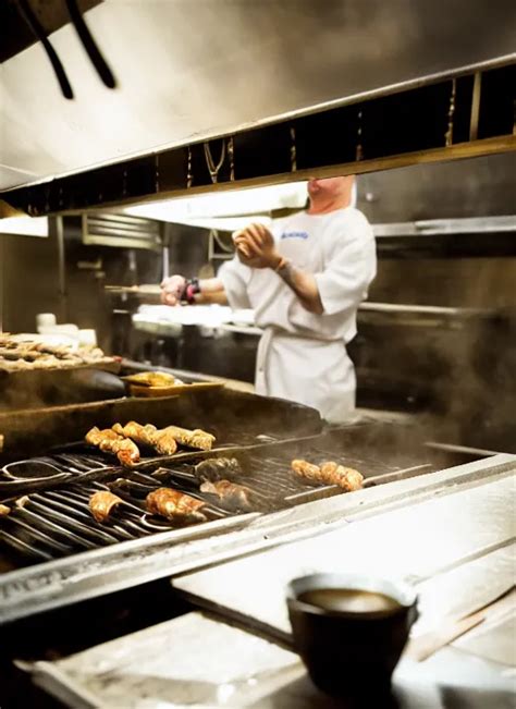 Fancy Restaurant Kitchen Counter With Shiny Silver Stable Diffusion