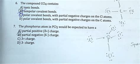 Solved The Compound Ccl4 Contains A Ionic Bonds B Nonpolar Covalent Bonds C Polar Covalent