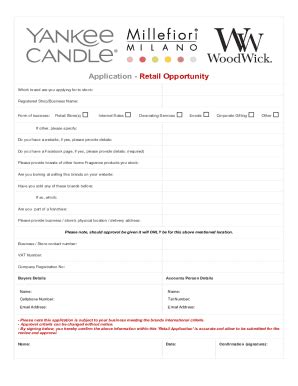 Fillable Online Retail Application Form New Fax Email Print Pdffiller