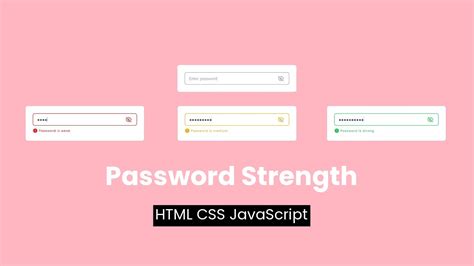 How To Create Password Strength Checker Html Css Javascript Youtube