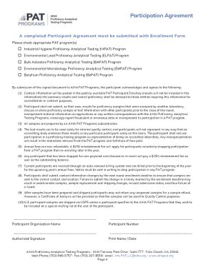 Fillable Online Participation Agreement Template 10 Free Word PDF