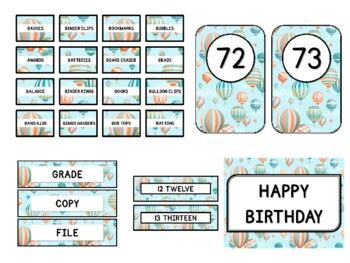 400 Pastel Hot Air Balloons Classroom Décor Pack 556 25 Resources Set 1 Pr