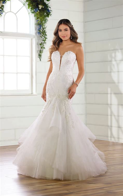 Form Fitting Plus Size Fit And Flare Wedding Dress Essense Of