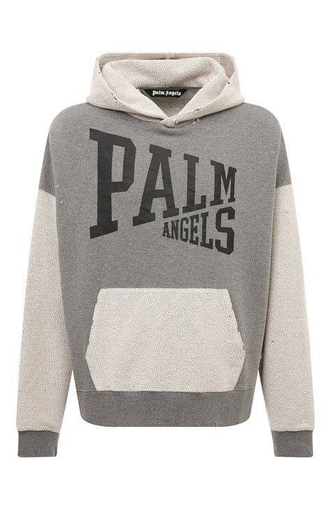Мужской серый хлопковое худи PALM ANGELS купить в интернет-магазине ЦУМ ...