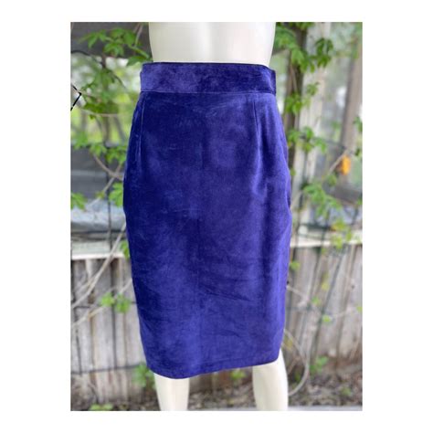 Vintage Danier Royal Purple Leather Pencil Skirt High Gem