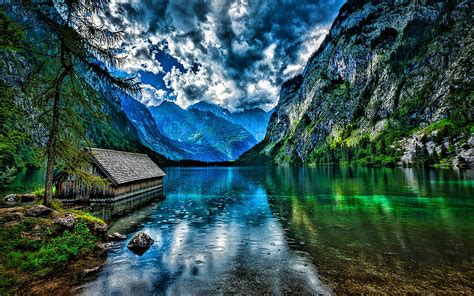 Konigssee R Lake Summer Alps Mountains Berchtesgaden Germany