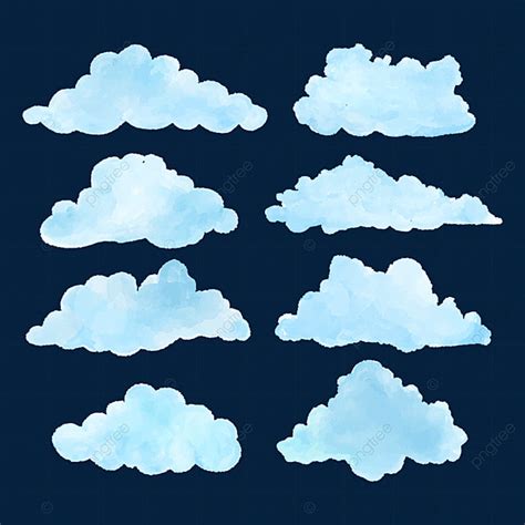 Conjunto De Nubes Azules Y Blancas Acuarela Cielo Vector Png PNG