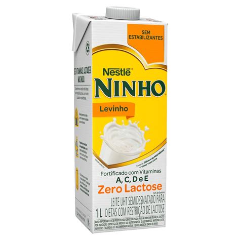 Leite Uht Semidesnatado Zero Lactose Ninho Levinho Caixa Tampa L