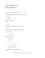 Assignment Sheet WA1 MAT 115 Mar18 Docx MAT 115 INTERMEDIATE ALGEBRA