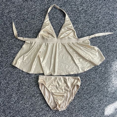 Swim Gold Shimmering Bikini Swimsuit Open Back Sexy Poshmark