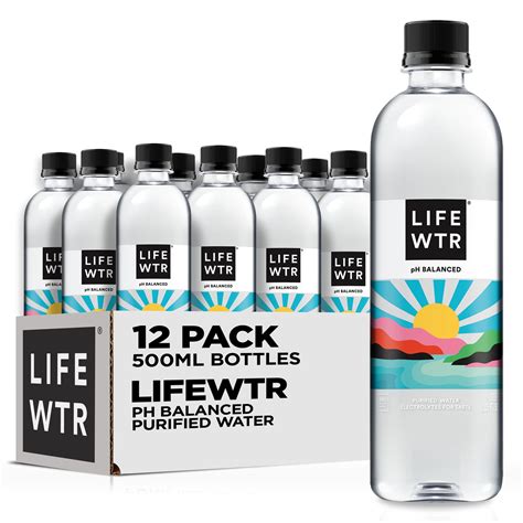 12 Pack Lifewtr Premium Purified Bottled Water Ph Balanced With