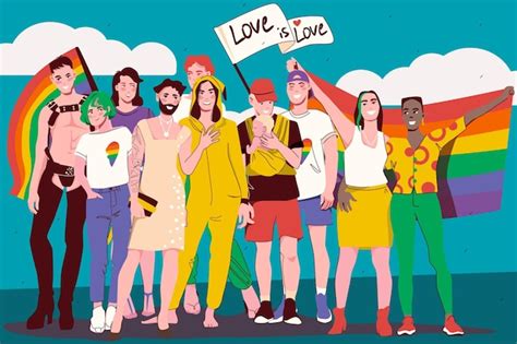 Felizes pessoas da comunidade lgbt ilustração vetorial plana de