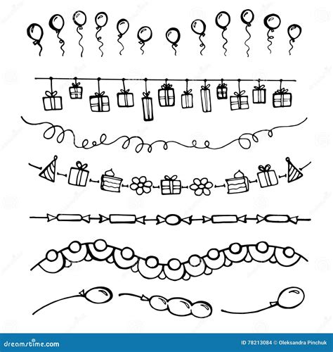 Doodle Set Bunting And Garlands Stock Vector Illustration Of