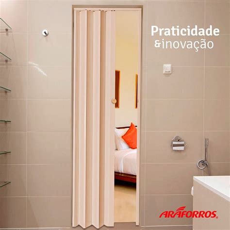 Porta Sanfonada 2 Metros - Porta de PVC Sanfonada 2.10X0.80m Easy Lock Bege Araforros