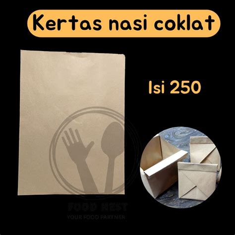 Jual KERTAS NASI COKLAT KERTAS PEMBUNGKUS NASI COKLAT ISI 250 LEMBAR