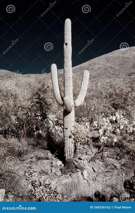 Infrared Saguaro Cactus Sonora Desert Arizona Sepia Tone Stock Photo ...