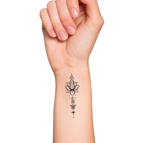 Lotus Unalome Temporary Tattoo Etsy Artofit