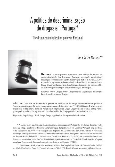 Pdf A Política De Descriminalização De Drogas Em Portugal · Nos