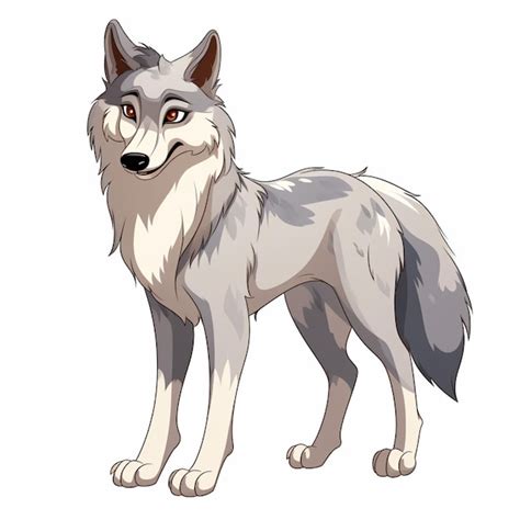 Premium Photo Cartoon Wolf Standing With Eyes Wide Open And A White