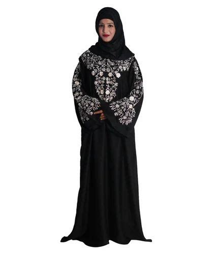 Nida Women Modest City Black Embroidery Islamic Abaya Size Free Size