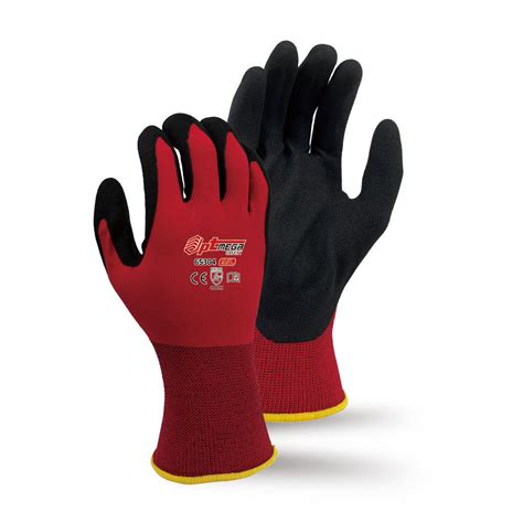 Gauge Colorful Polyester Glove With A Black Foam Sandy Nitrile Palm