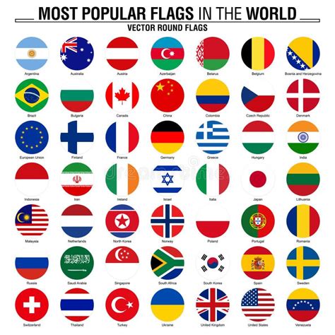 Collection Of Flags Most Popular World Flags Stock Vector