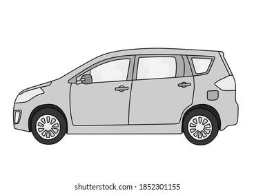 Car Side View Outline Gray Color Stock Illustration 1852301155 ...