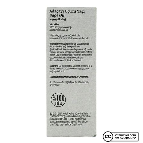 Talya Adaçayı Uçucu Yağı 10 mL Vitaminler