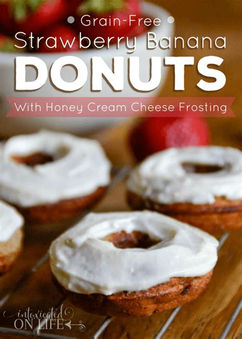 Strawberry Banana Donuts With Honey Cream Cheese Frosting