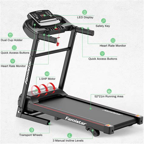 Famistar Electric Folding Treadmill For Home With 3 Level Manual