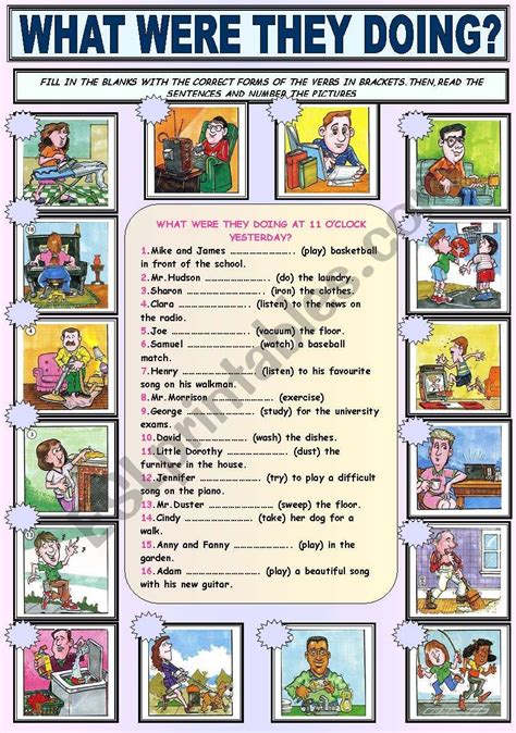 Past Continuous Tense Esl Worksheet By Memthefirst