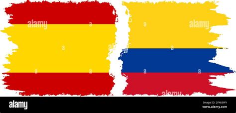 Colombia Y Espa A Grunge Banderas De Conexi N Vector Imagen Vector De