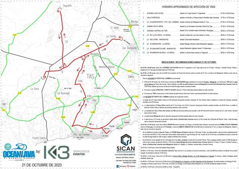 Aviso de cortes de carreteras este sábado con motivo del Ocean Lava
