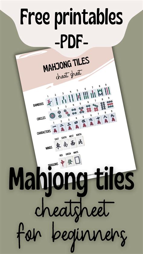 Master Mahjong Tiles with Our Free Cheatsheet for Beginners! - Mahjong ...