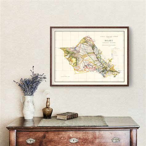 Vintage Map of Oahu, 1902 by Ted's Vintage Art